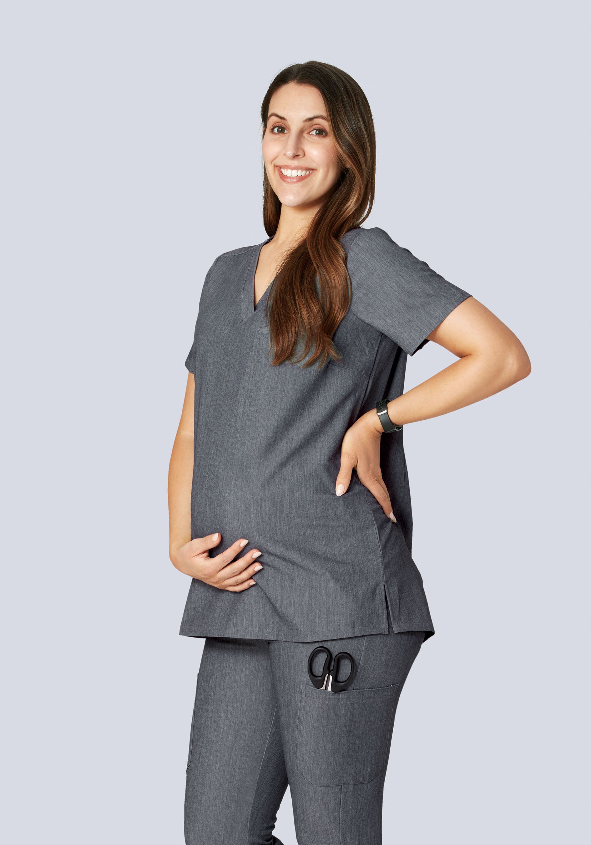 Gray Maternity Top with Side Pocket