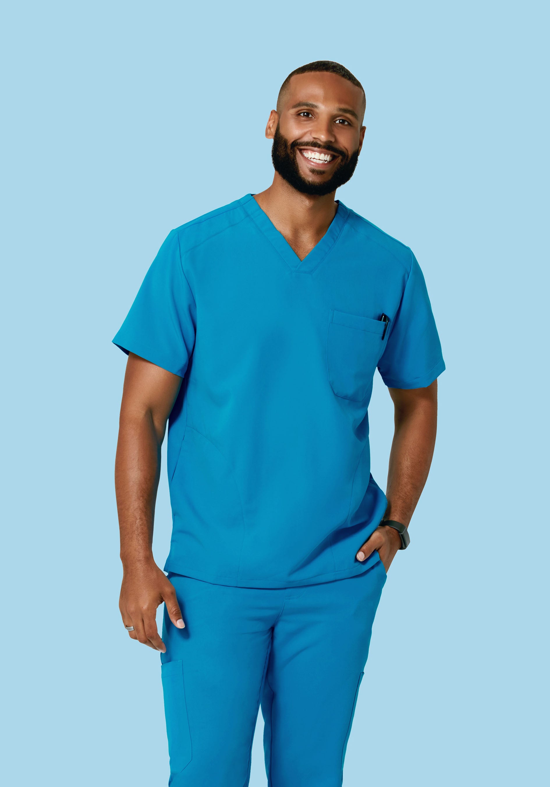Electric Blue Three-Pocket Top
