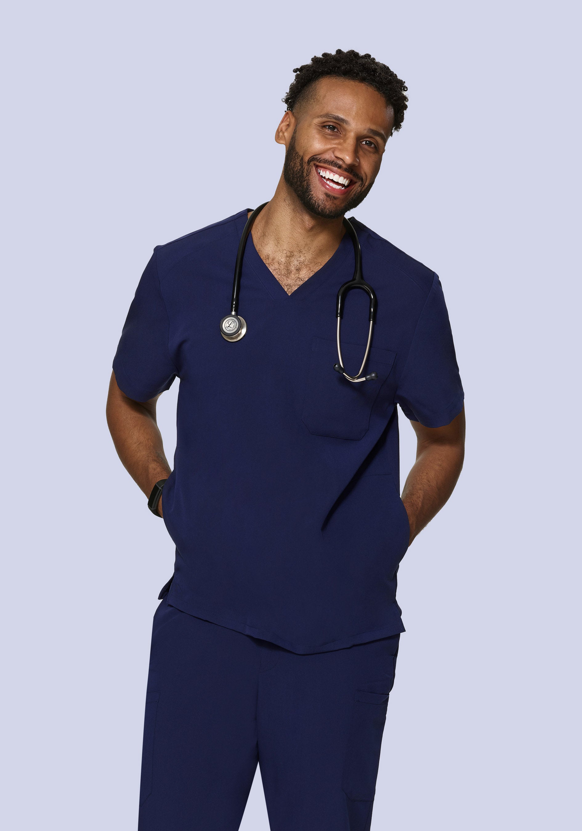 Navy Three-Pocket Casual Top
