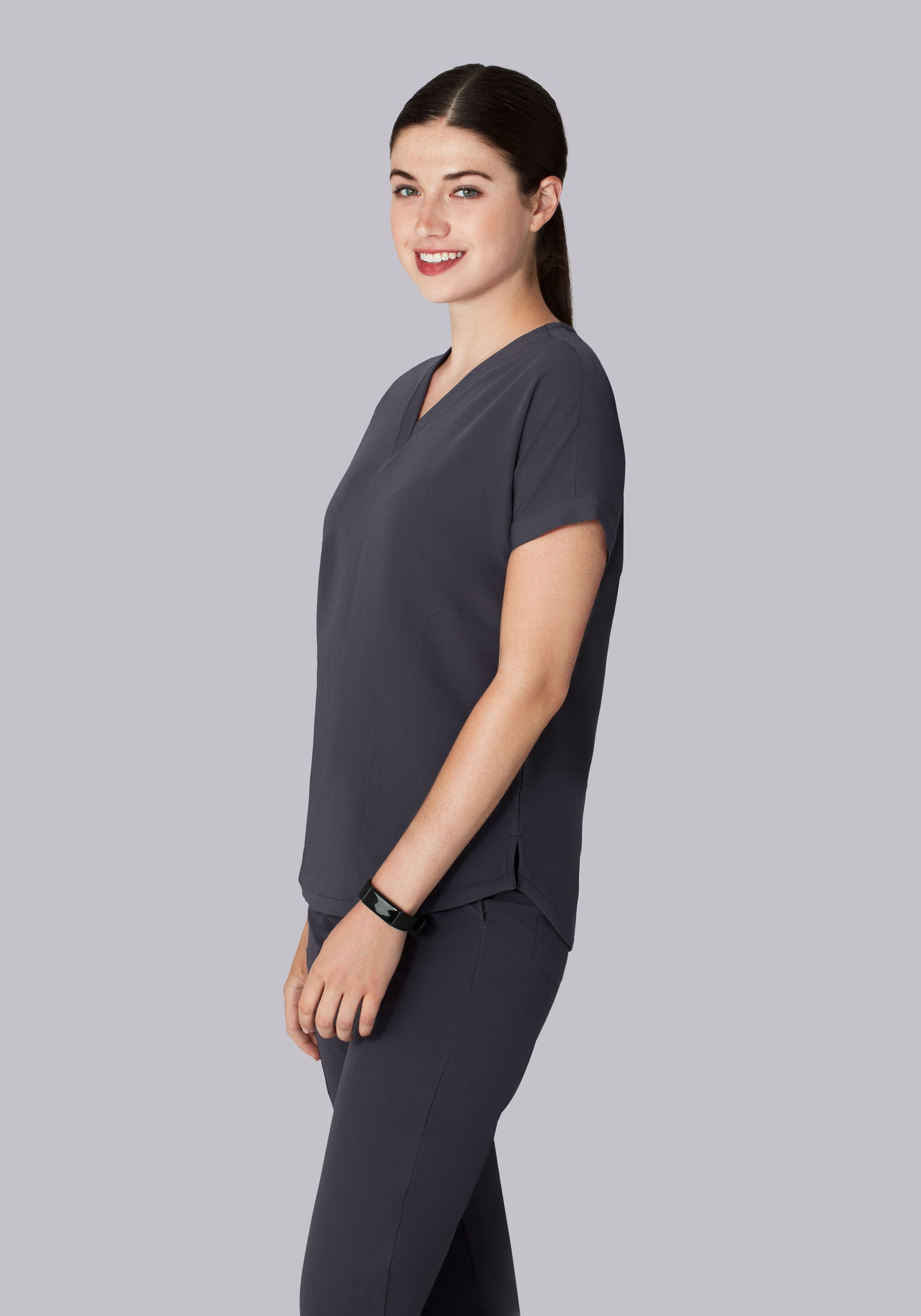 Pewter V-Neck Oversized Top
