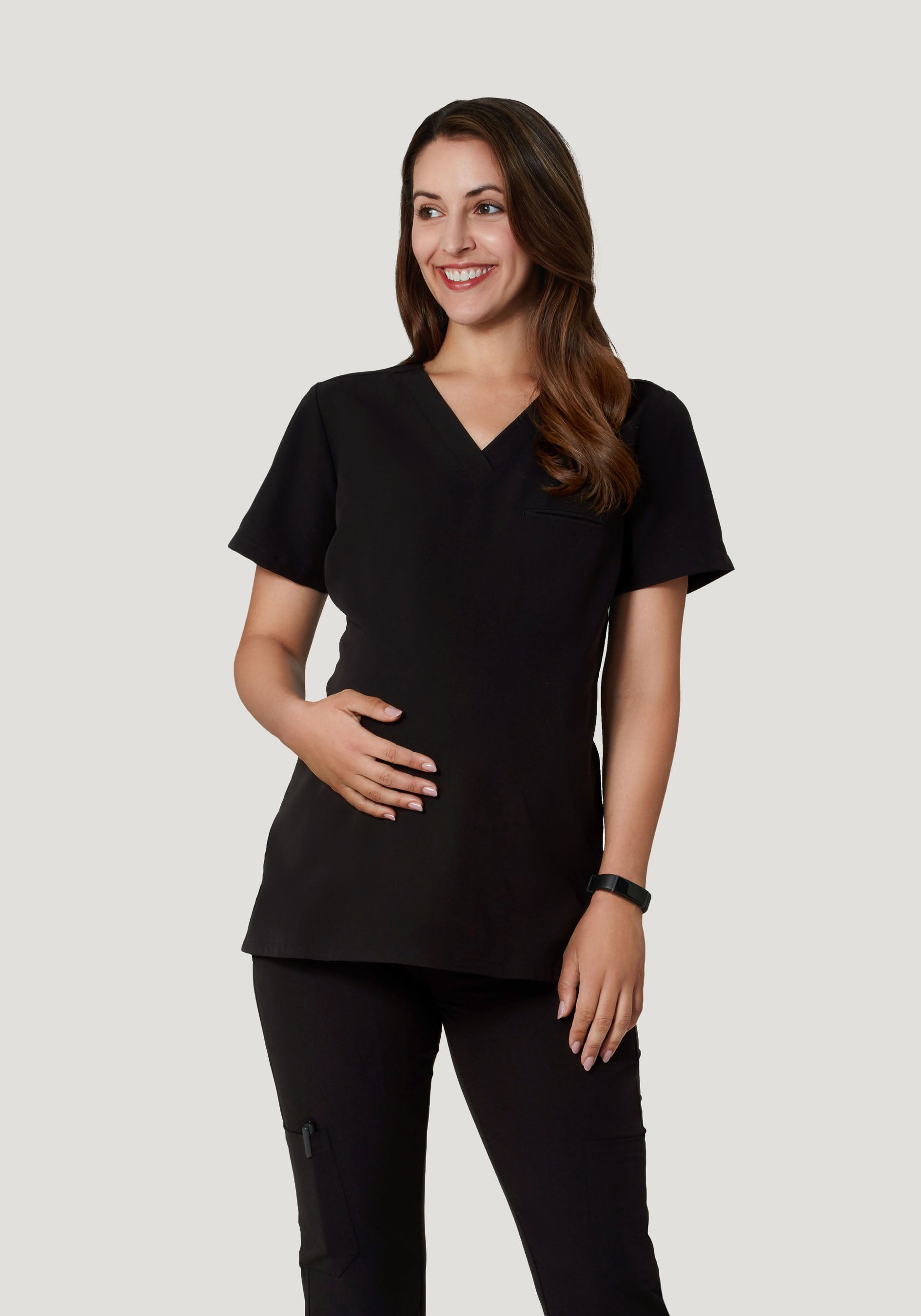 Black Maternity Top with Side Pocket