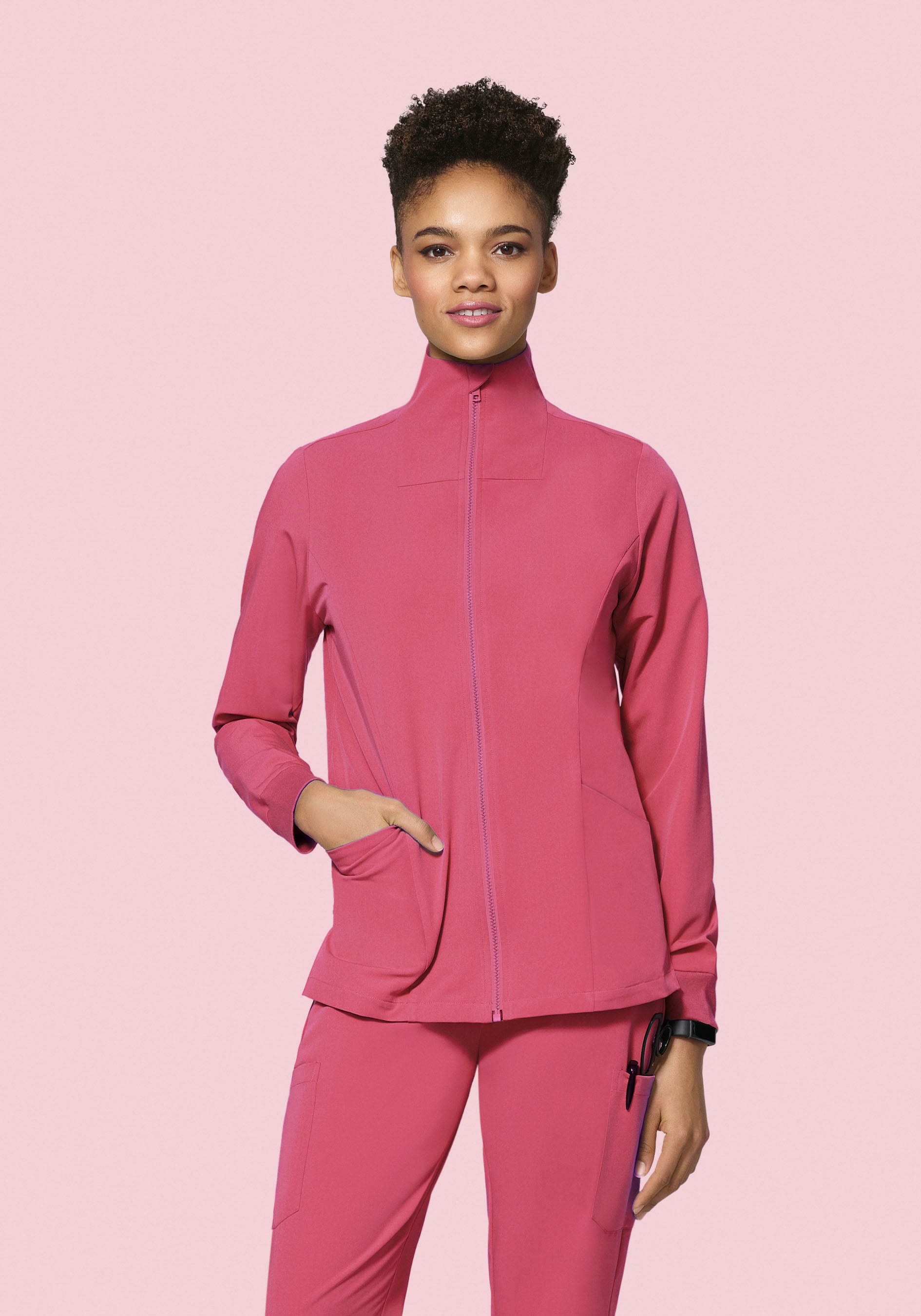 Jaipur Pink Women's Scrub Jacket - Modern Fit
