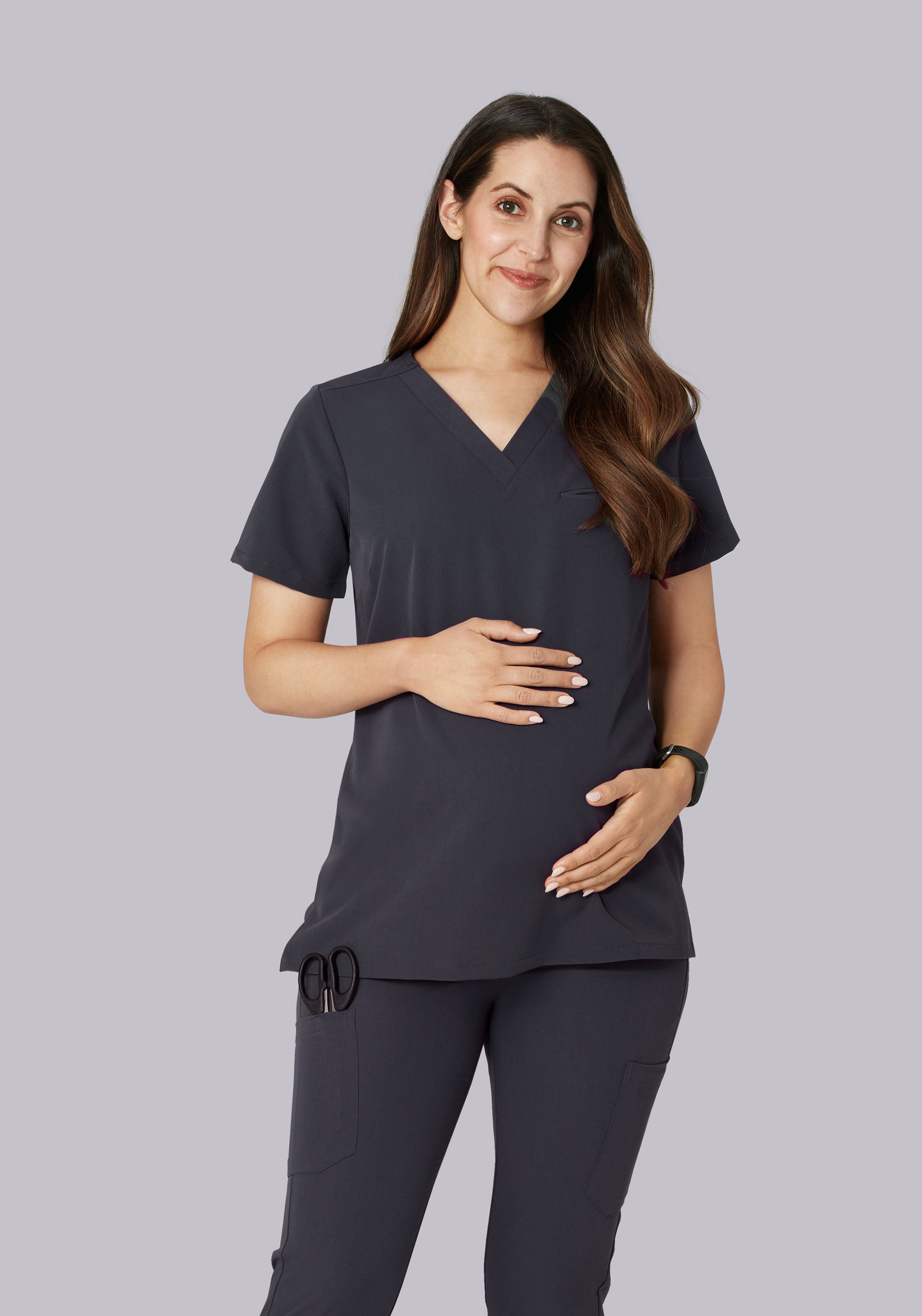 Pewter Maternity Top with Side Pocket