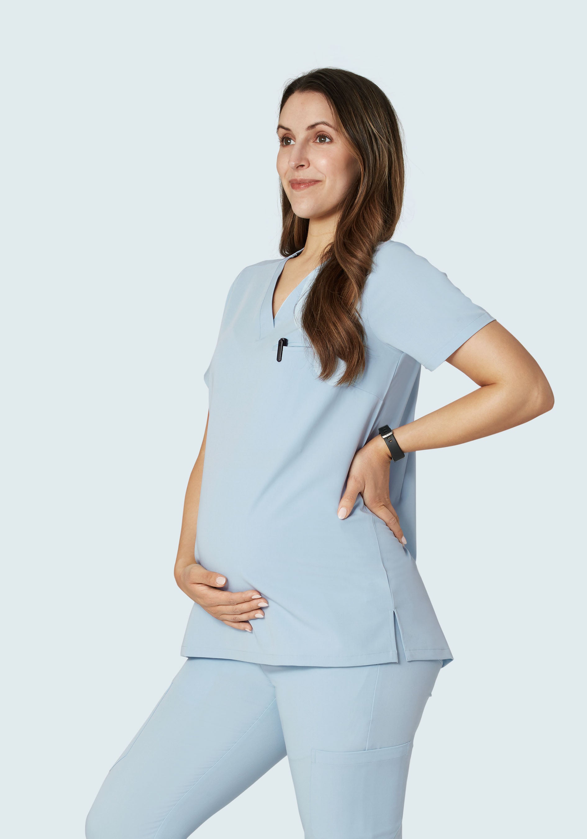Powder Blue Maternity Top with Side Pocket