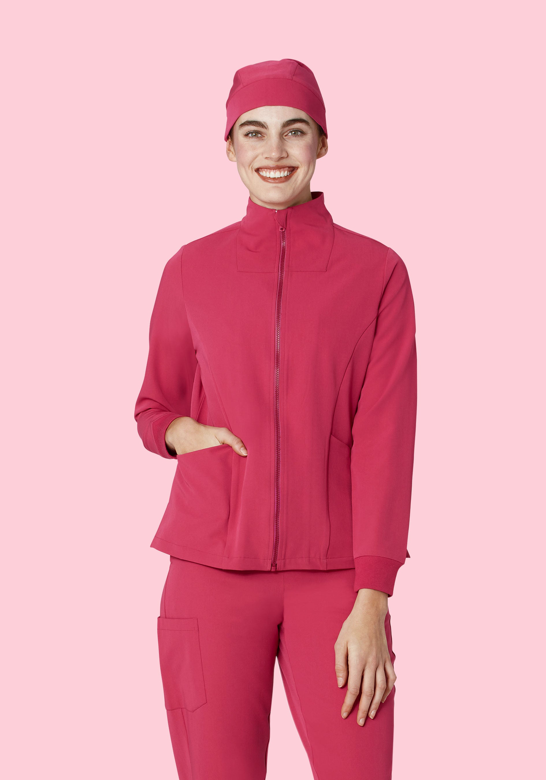 Deep Magenta Women's Scrub Jacket for Professionals