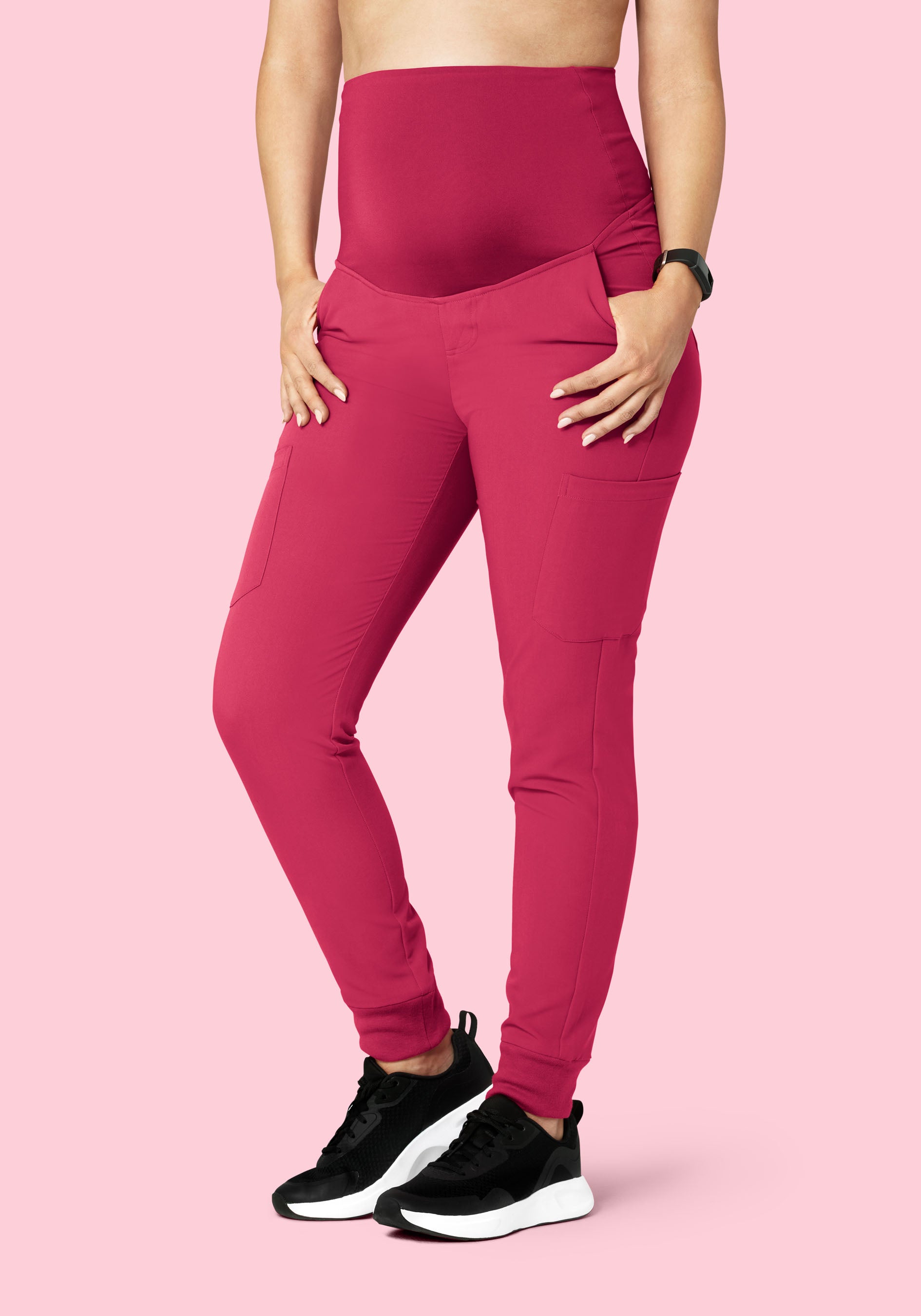 Deep Magenta Maternity Joggers for Comfort