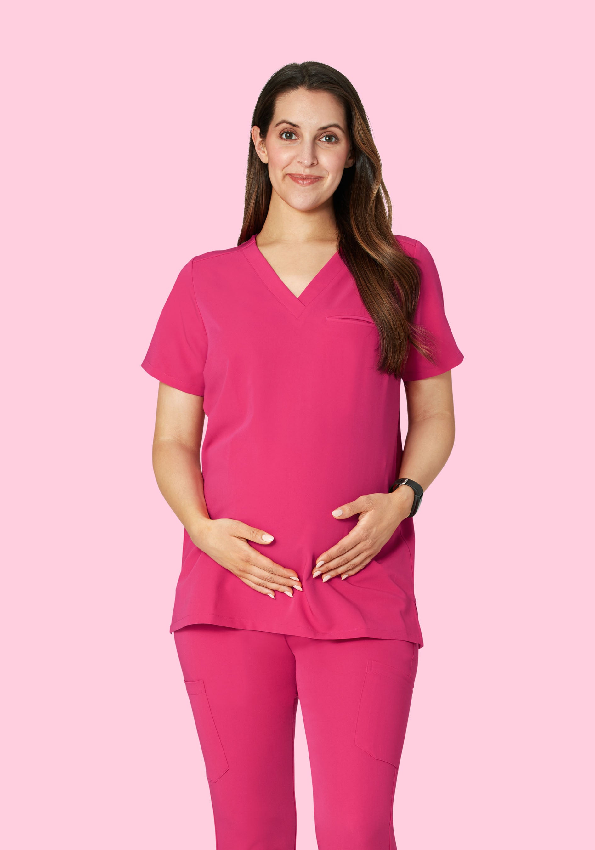 Hot Pink Maternity Top with Side Pocket